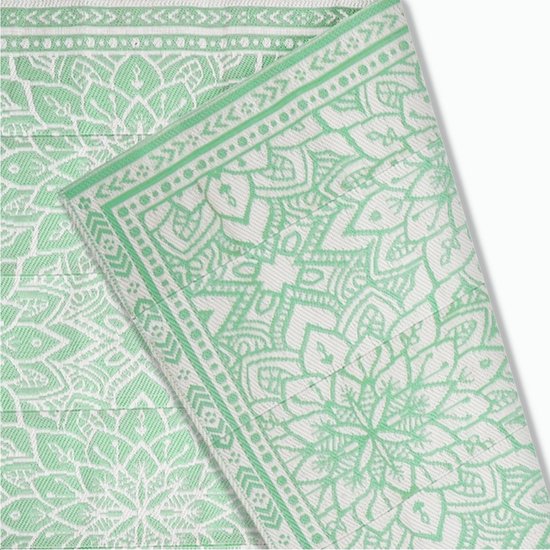 Goliving Tapis d'extérieur Summer Flora - 183x290CM - Tapis de jardin - Tapis d'extérieur - Tapis - Tapis de jardin - Réversible - Sac de transport inclus - Vert/Blanc
