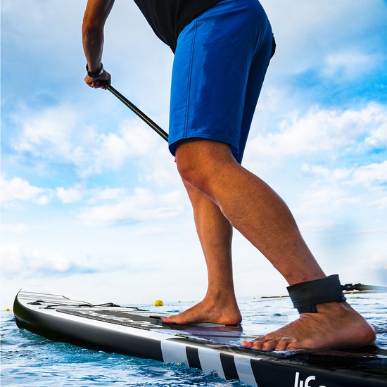 LifeGoods PaddlePro SUP Board Pro - Pro Set - Planche à pagaie gonflable - Max. 150KG - 320x81cm - Noir/Blanc