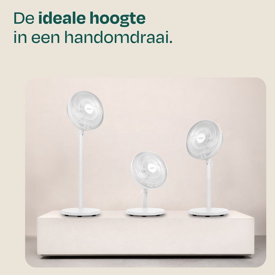 Ventilateur de sol VONROC - 3 vitesses – télécommande incluse - minuterie - réglable sur 3 hauteurs - blanc