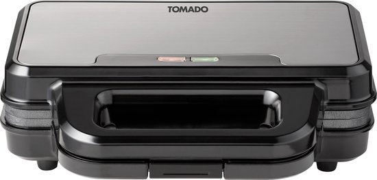 Tomado TGP2001S - Fer à Toasti XXL - Gril à panini - Sans PFAS - Toasti maker - 900 watts - Noir/acier inoxydable