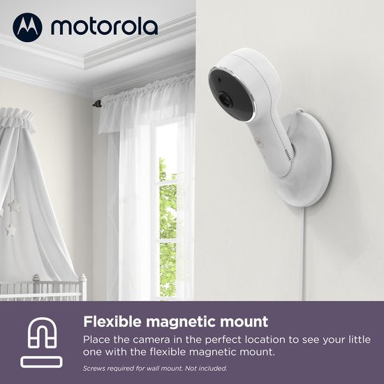 Motorola VM64 Baby Monitor avec caméra et application - Baby Monitor vidéo WiFi 4,3" avec application pour smartphone - Audio bidirectionnel, vision nocturne, température, berceuses, zoom numérique