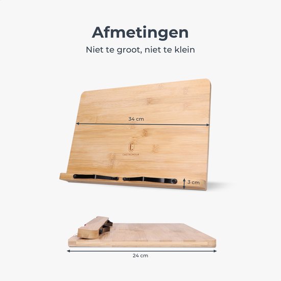 Castagnola Support de livres ajustable - Support de livres avec 5 supports - Support de livres en bambou - Support de tablettes - Livres de cuisine et de lecture