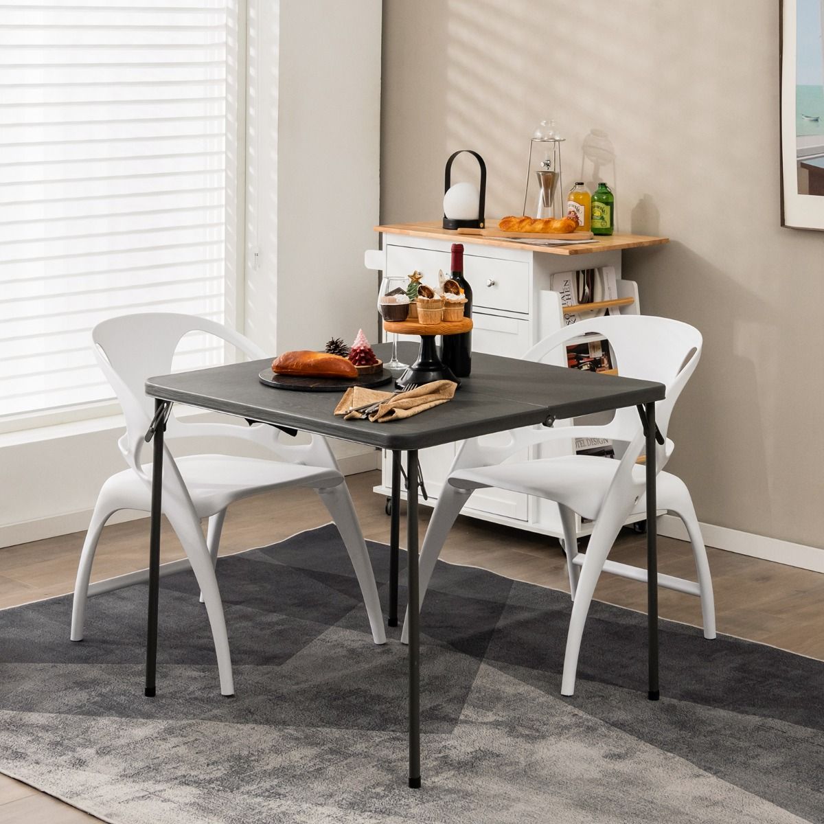 Table de camping pliable Coast - Portable avec poignée - Légère - Grise 86 x 86 x 73 cm