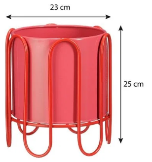Mica Decorations Dione : pot de fleurs sur pied - Rose/Rouge - H 25 x Ø 23 cm