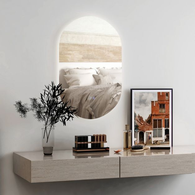 Coast Led Mirror Silver - Ovale avec anti-buée et lumière LED dimmable - 80 x 50 cm