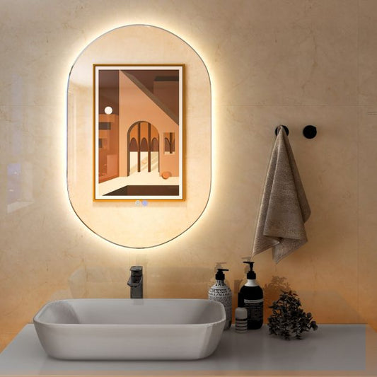 Coast Led Mirror Silver - Ovale avec anti-buée et lumière LED dimmable - 80 x 50 cm