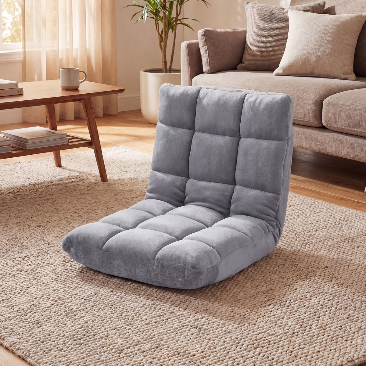 Siège de sol pliable Coast Tatami - dossier réglable sur 14 positions - mousse haute densité - gris