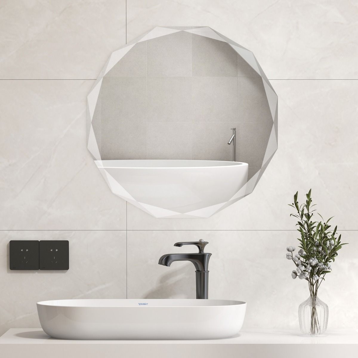 Coast Frameless Wall Mirror Round 76x76 cm Silver - Miroir décoratif pour salle de bains et couloir avec bords biseautés