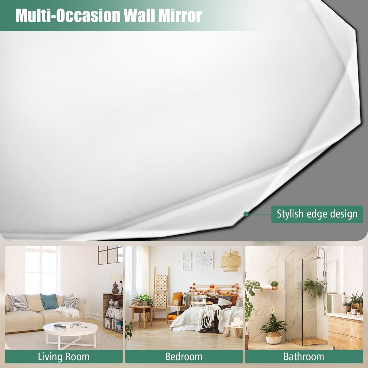 Coast Frameless Wall Mirror Round 76x76 cm Silver - Miroir décoratif pour salle de bains et couloir avec bords biseautés