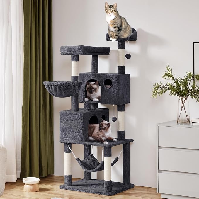 Arbre à chat Yaheetech - Sisal - 175 cm - Gris foncé