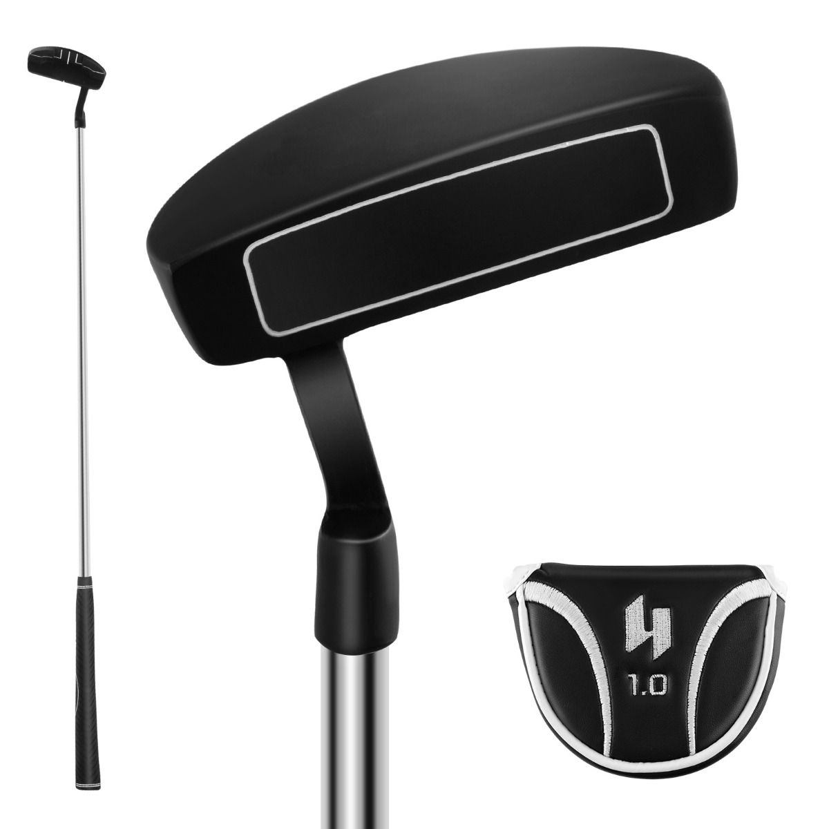 Putter de golf Coast - tête de type maillet - poignée antidérapante - 89 cm - noir