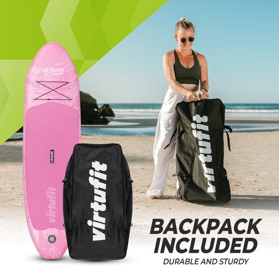 Planche de SUP gonflable VirtuFit Ocean 275 cm - Poids max. 150 kg - Kit complet - Pompe, pagaie, sac de transport, accessoires et support GoPro inclus - Planche de Stand Up Paddle - Noir