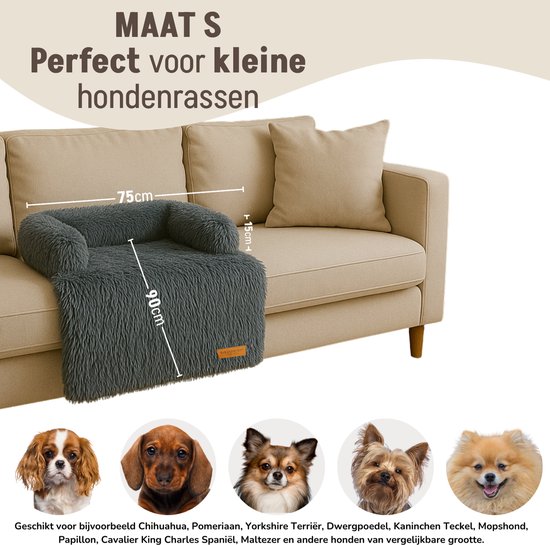 By Cee Cee Original Dog Rug Bench - Panier pour chien - Premium - Entièrement dézippable - Gris foncé - 75x90 - Taille S