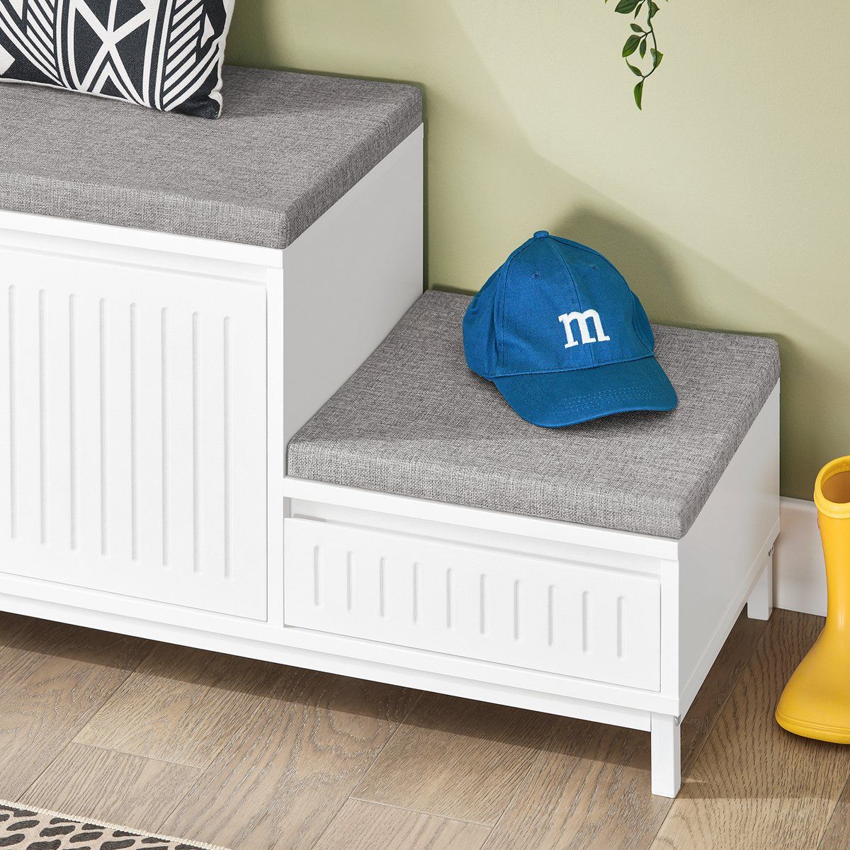 SoBuy FSR172-W Banc à chaussures - Banc de rangement blanc avec siège