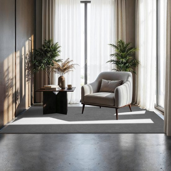 tectake® Tapis à poils courts - 120 x 170 cm - Gris - Tapis pour le salon, la chambre à coucher, la salle à manger - Facile d'entretien et lavable - Sous-couche antidérapante - Antiallergique - Diverses tailles et couleurs