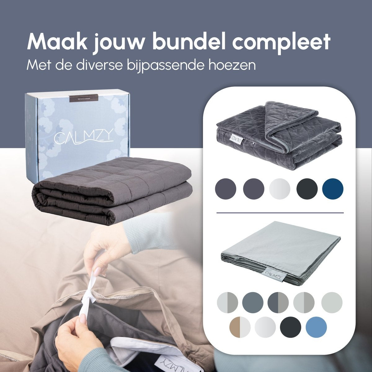 Housse de couette pour couverture lestée pour enfant - 150x100cm - coton - Gris foncé