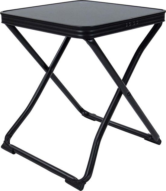 Bo-Camp - Tabouret + tablette - Pliable - Noir