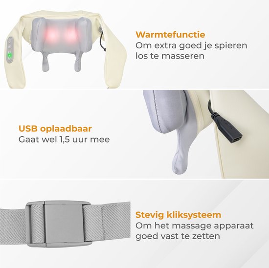 Nuvance - Coussin de massage pour les bras, le dos et les jambes Blanc