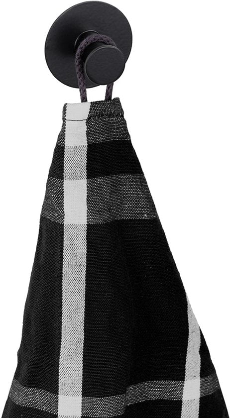 Crochets ronds autocollants pour serviettes Wenko - Noir - À fixer sans perçage | Autocollants