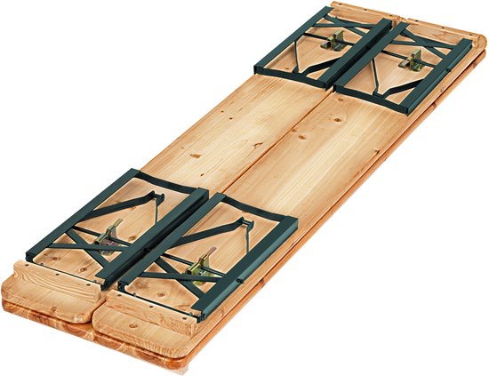 tectake® - Table à bière avec 2 bancs - 8 personnes - 170 cm de long - Ensemble de table à bière 3 pièces avec table pliante et bancs - Table de jardin - Banc à bière Oktoberfest