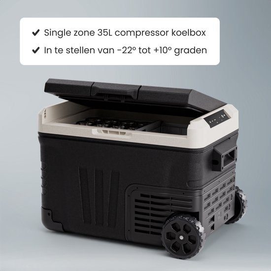 Auronic Electric Cool Box - Compresseur - 35L - 12V et 240 volts - Réfrigérateur de camping - Frigobox Car - Noir