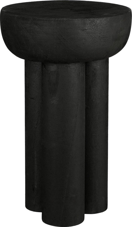 Mica Decorations Table d'appoint Latty - Ø30 x H50 cm - Bois de paulownia massif - Noir - Design industriel