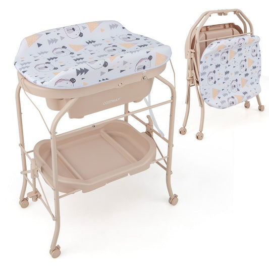 Table à langer Coast avec baignoire - pliable - 86 x 50 x 100 cm - beige