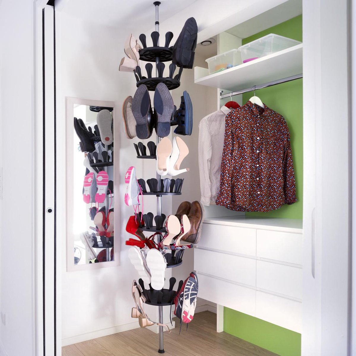 tectake® - carrousel à chaussures - pour 96 chaussures - 402645