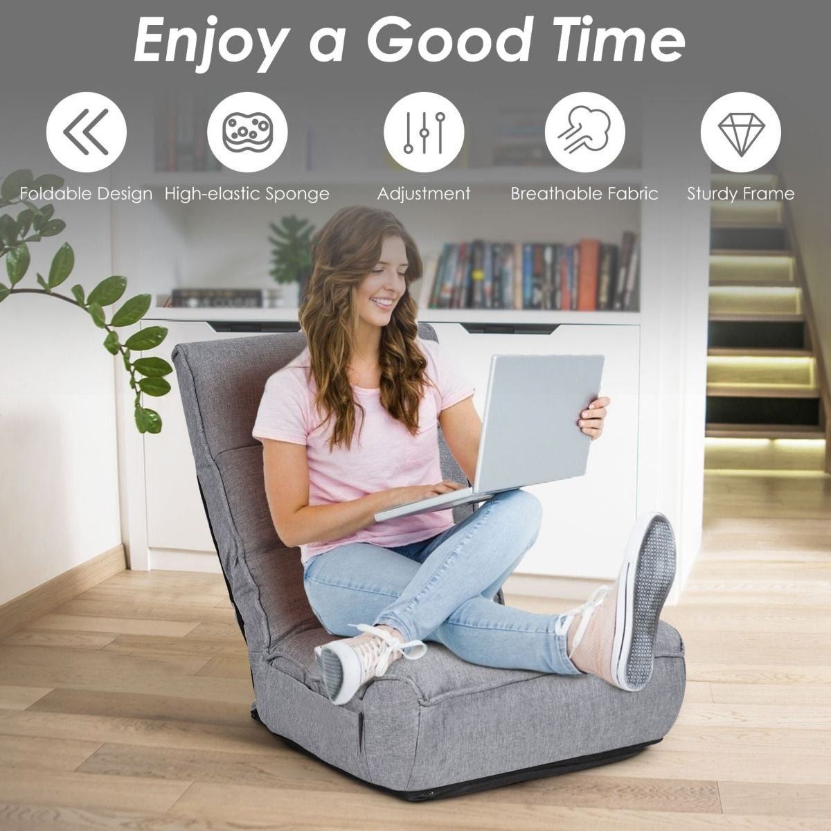 Coast Floor-Making Chair Canapé de jeu à 4 réglages avec dossier gris