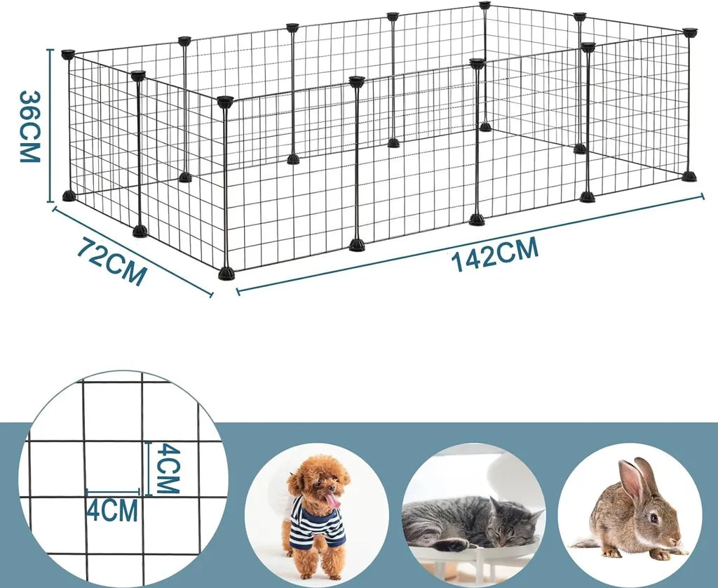 Enclos EUGAD pour petits animaux - pour l'intérieur et l'extérieur - en treillis métallique noir