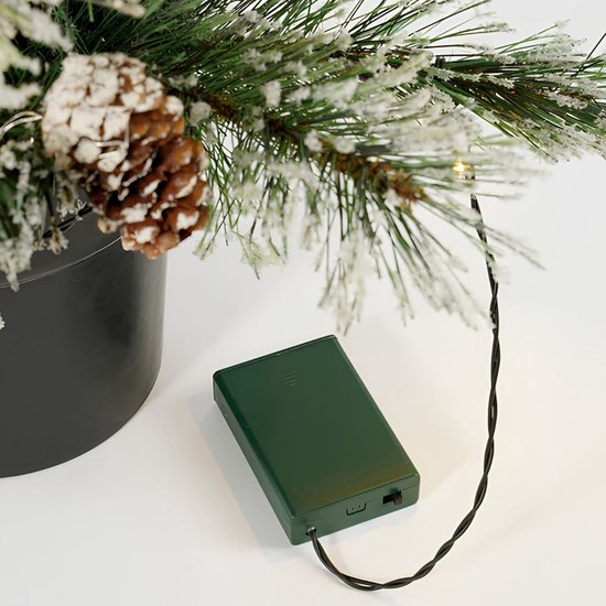 Black Box Trees Vandans : sapin de Noël artificiel avec éclairage - Sapin de Noël H 90 x Ø 48 cm - Sapin artificiel en pot avec des branches enneigées - Vert
