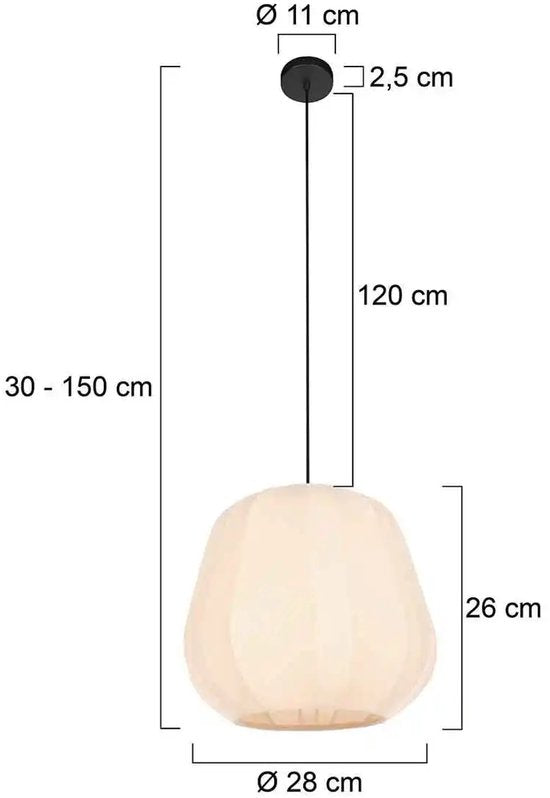 Anne Lighting - lampe suspendue - Sable - beige crème - tissu - Ø 28cm - E27 - 4123CR