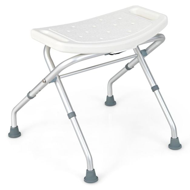 Coast Shower Chair White - Tabouret de douche pliable avec hauteur réglable et pieds antidérapants - 53 x 50 x 52,5 cm