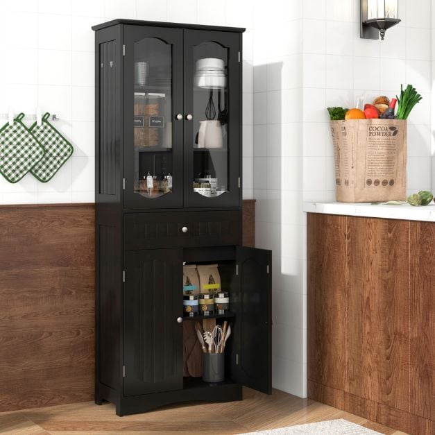Coast Freestanding Cabinet - Grand meuble de rangement 60 x 30 x 160 cm - Noir