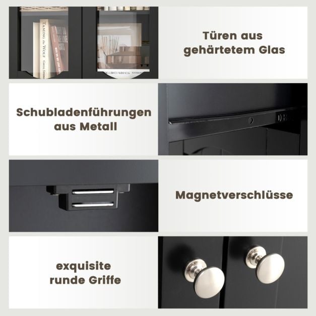 Coast Freestanding Cabinet - Grand meuble de rangement 60 x 30 x 160 cm - Noir