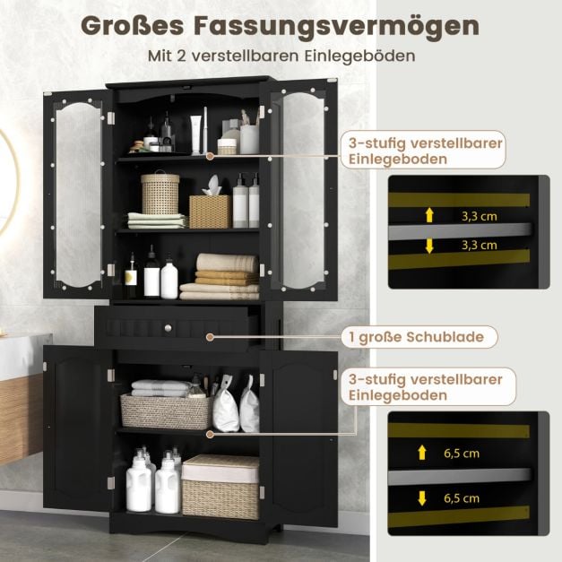 Coast Freestanding Cabinet - Grand meuble de rangement 60 x 30 x 160 cm - Noir