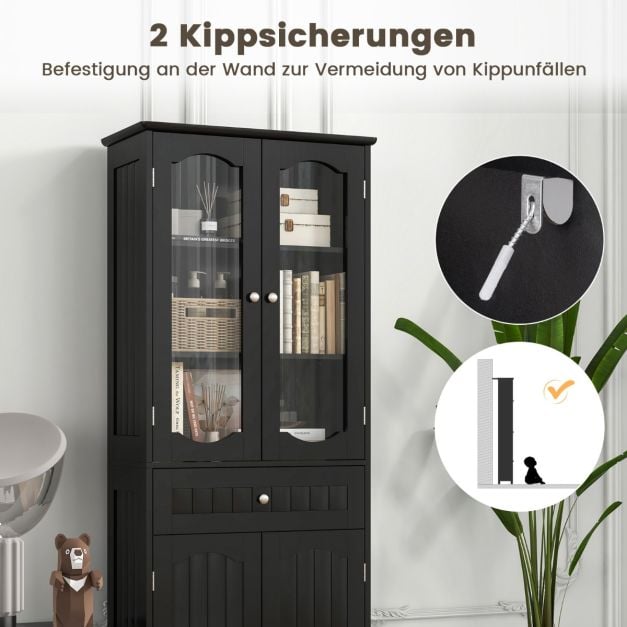 Coast Freestanding Cabinet - Grand meuble de rangement 60 x 30 x 160 cm - Noir