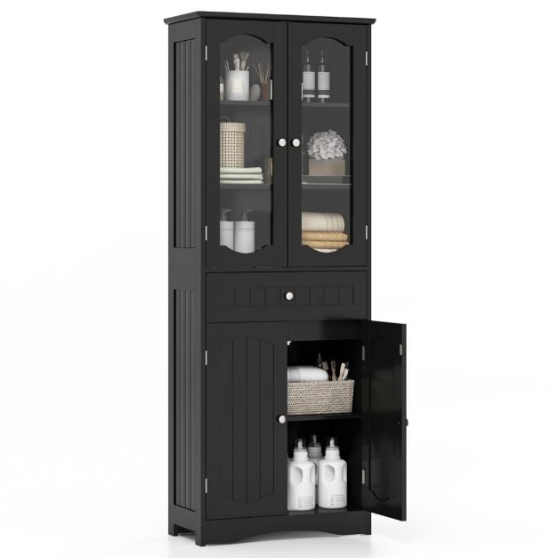 Coast Freestanding Cabinet - Grand meuble de rangement 60 x 30 x 160 cm - Noir