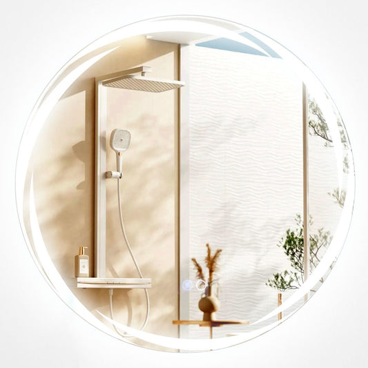 Coast LED Miroir de salle de bain Rond 60x60 cm Argent - Double éclairage - Dimmable - Anti-buée - 3 couleurs de lumière