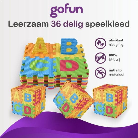 Gofun Playmat XL 180 x 180 cm Mousse Pliable Baby Tiles Multicolore Puzzle 86 pièces