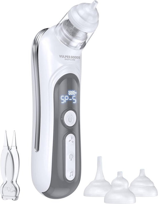 Vulpes Goods® BabyCare - Nettoyeur de nez pour bébé - Nettoyeur de nez électrique - Douche nasale électrique - Nettoyeur de nez - Lingette nasale - Aspirateur de nez - Grande batterie - USB C - PRO