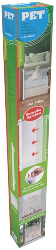 Barrière extensible maxxpro - 11 x 160 x 86 cm - Commande à 1 bouton - Flexible - Blanche