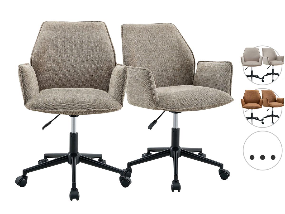 Chaise de bureau Jill en microfibre - Cognac - Lot de 2