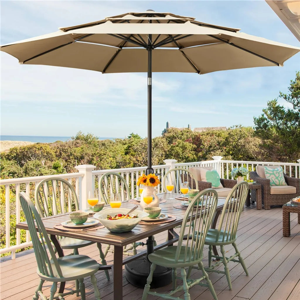 Yaheetech Pied de parasol - Remplissable - Rond - 46x46x33 cm - Noir