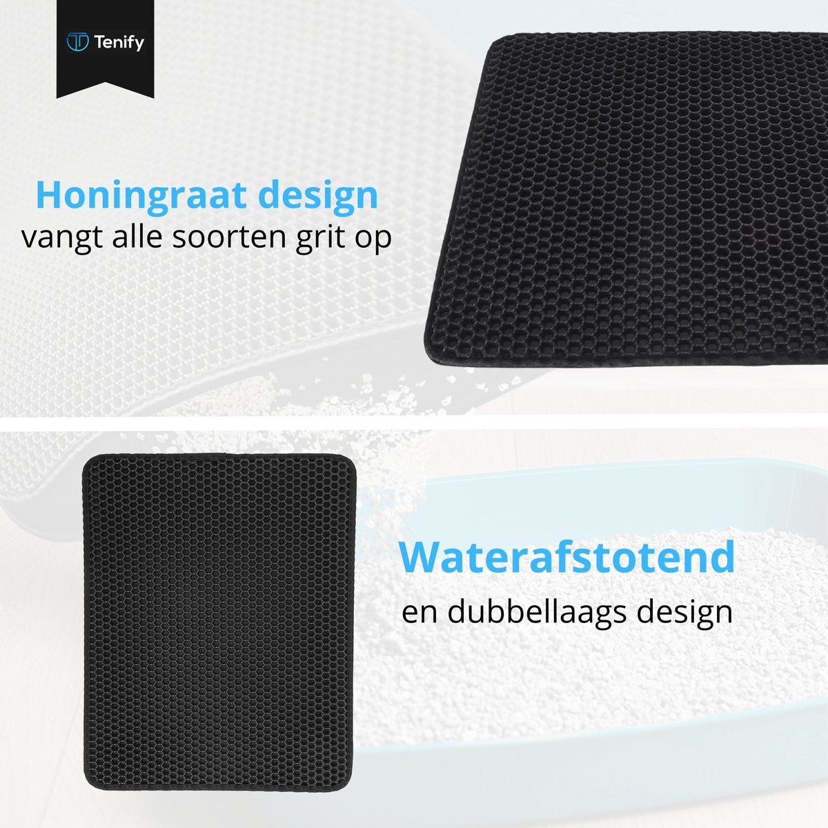 Tenify Tapis à litière + pelle à litière supplémentaire - 40 x 50 cm - Imperméable - Double couche - Structure en nid d'abeille - Tapis de promenade - Tapis