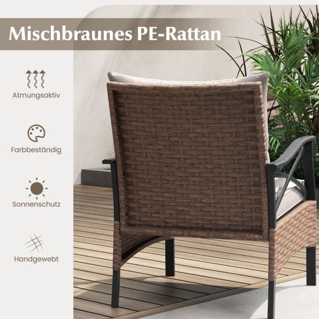 Coast Garden Set 5-Piece - Ensemble de balcon en polyrotannes avec chaises, hockers et table - Brown