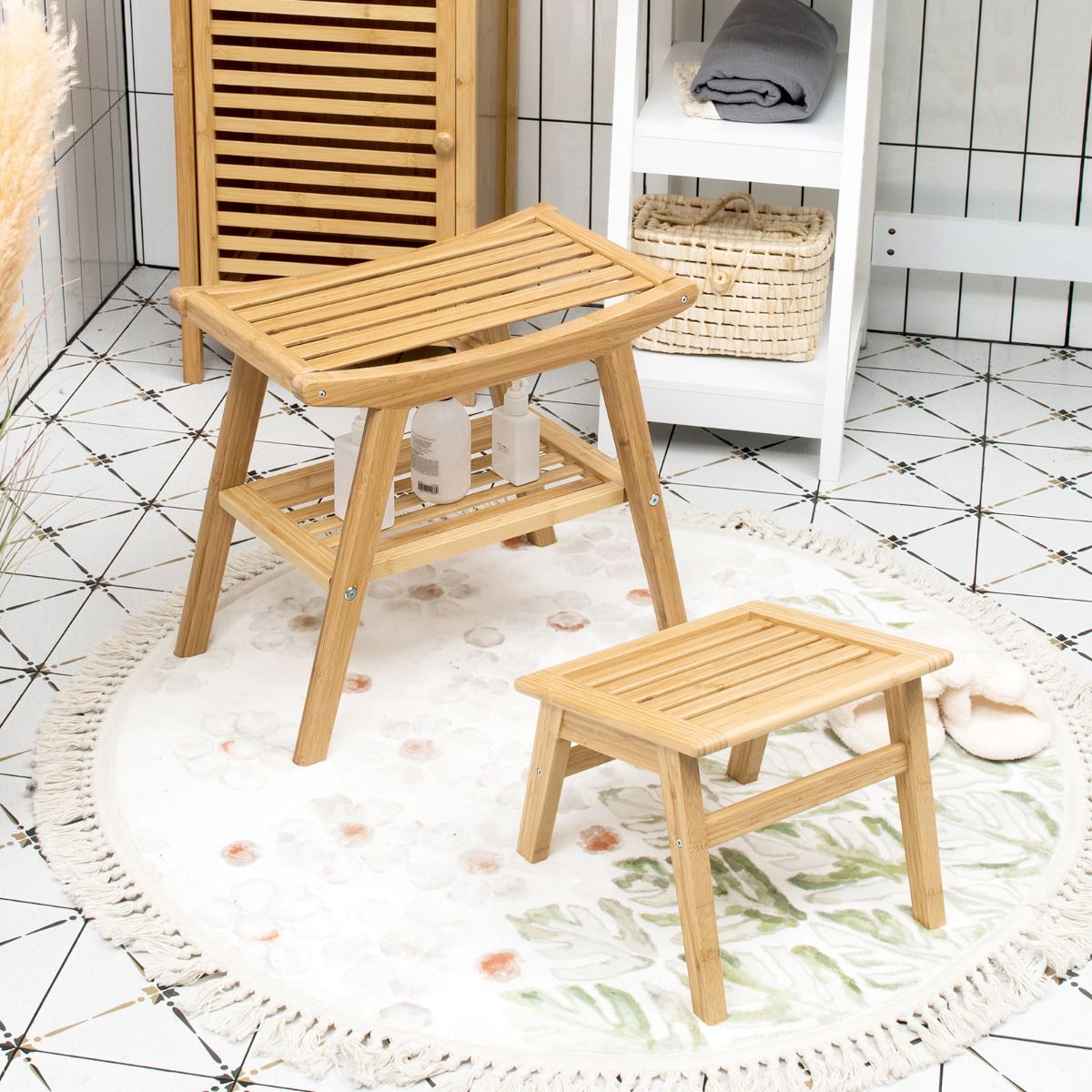 Tabouret de douche Coast - Bambou - Max. 150 kg - 2 pièces