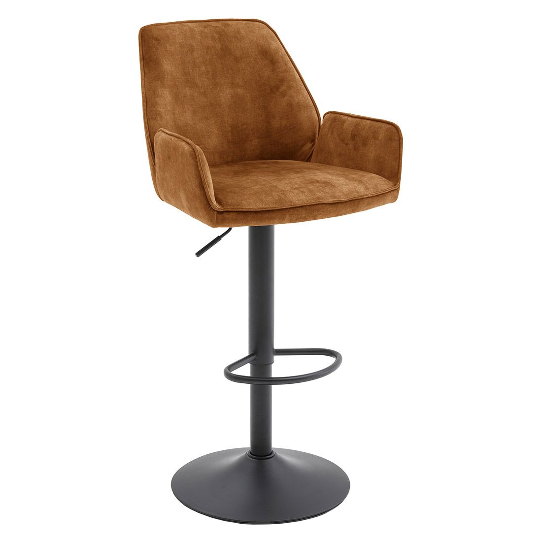 Action Living Tabouret de bar - velours - réglable - pivotant - jaune curry