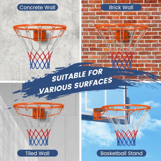 Coast 45 cm anneau de basket-ball avec filet pour toutes les saisons Support mural de basket-ball avec doubles ressorts