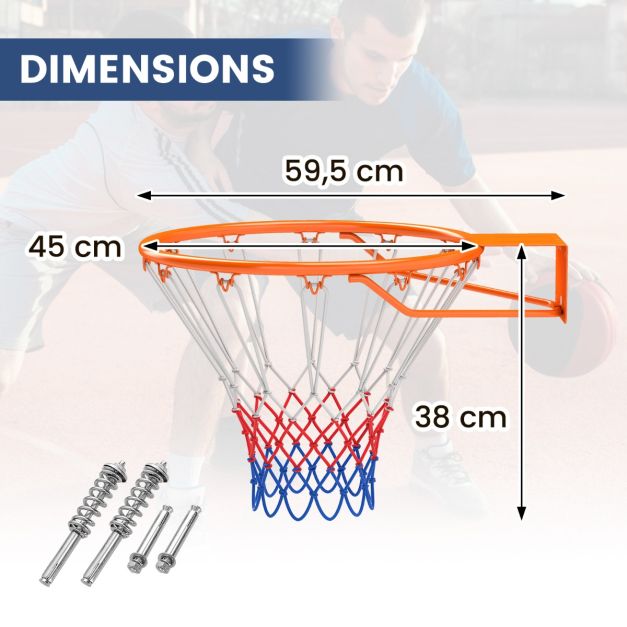 Coast 45 cm anneau de basket-ball avec filet pour toutes les saisons Support mural de basket-ball avec doubles ressorts